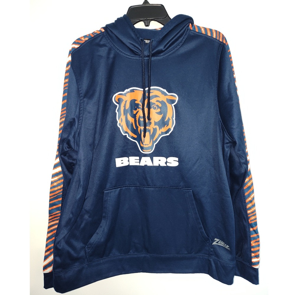 Zubaz Chicago Bears NFL Team Apparel Mens Large Navy Blue Zebra Stripe Hoodie